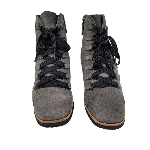 Earth Women's Sz 8.5 Suede Leather Bootie Charcoal Grey Memory Foam Exc Cond - Picture 2 of 9